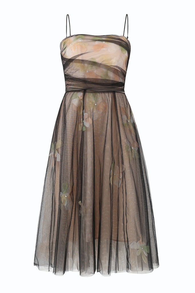 MON MYSTERE Tulle Slip Women Dress in Black
