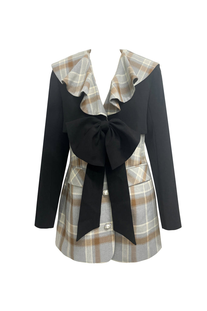 Mood x Miura Alora Checked Bow-Detail Jackect